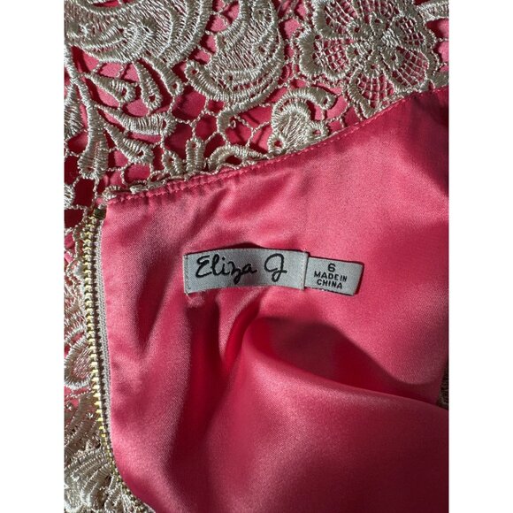 Eliza J Womens Sleeveless Lace Overlay Shift Dress Pink & Ivory Size 6 - Picture 11 of 16